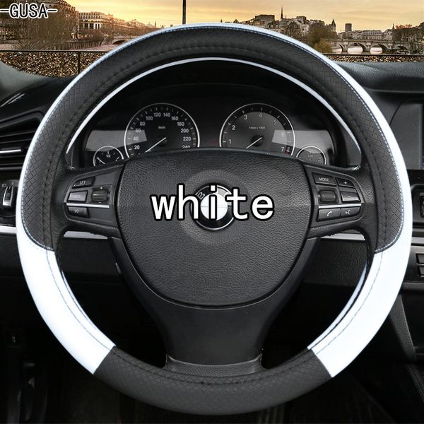 

skidproof auto universal embossing faux leather soft car steering wheel cover with needles and thread artificial leather