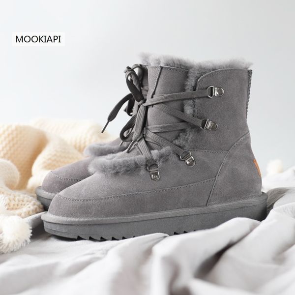 

australia's most fashionable tied women's shoes in 2020, real cowhide, wool, the highest quality snow boots, Black