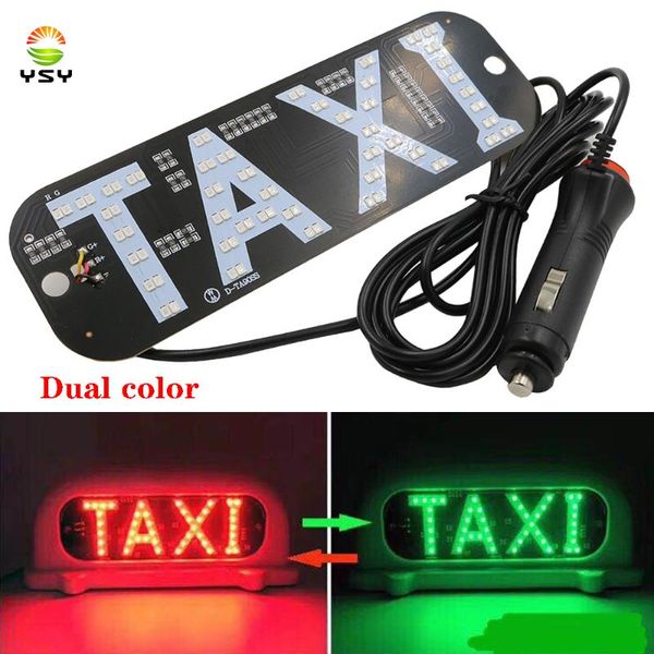 

ysy 1pcs taxi light taxi led car windscreen cab indicator lamp sign red/green dual color led windshield light lamp 12v