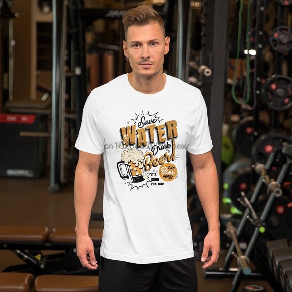 

save water short sleeve jersey t-shirt with tear away label men t shirt