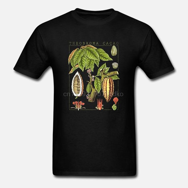 

short sleeve for men clothing summer chocolate t-shirt botanical garden plant print botany fruit flower cacao sweet tee shirt