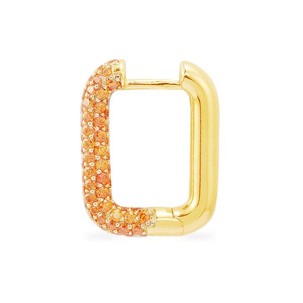 

sljely 2020 new fashion 925 sterling silver yellow gold color mono orange zircon square geometric earring 1pc for women jewelry