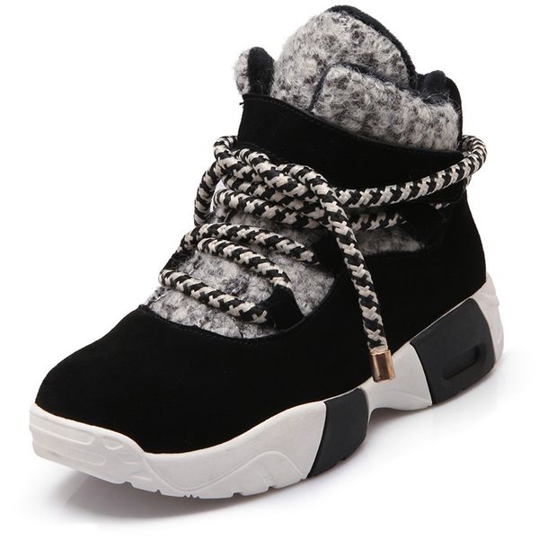 

nature suede snow boots women winter platform heels cross strap casual shoes g321 woman round toe lace up black warm ankle boots