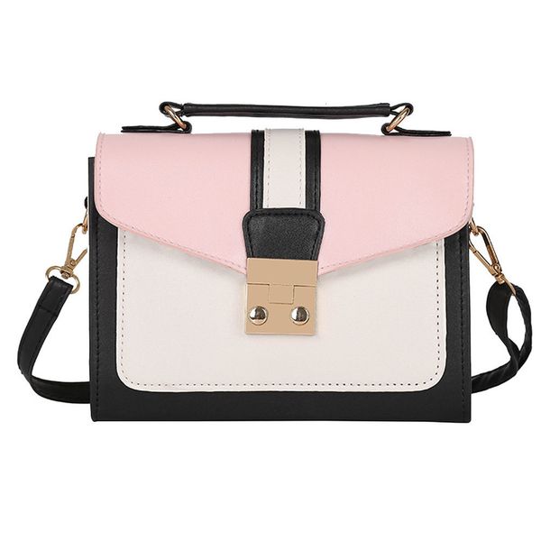 

Women Handbag Fashion Hit Color Shoulder Pu Messenger Satchel Tote Crossbody Bag Girls Mini Bag Sling Black Patchwork Female Bolso