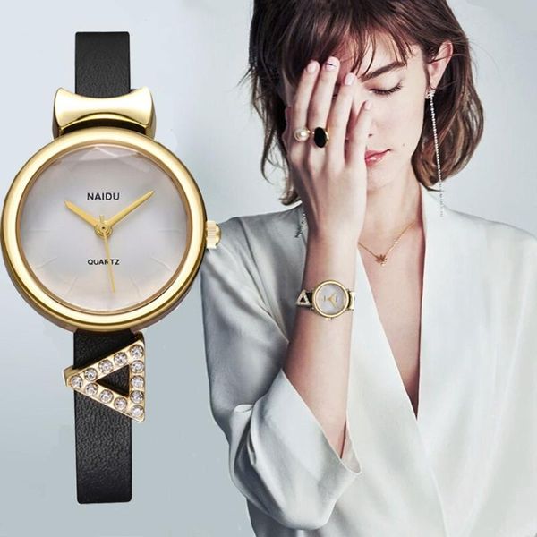 

trendy personality casual belt watch fashionable temperament wild quartz women's personalized simple ladies watch dress gift, Slivery;brown