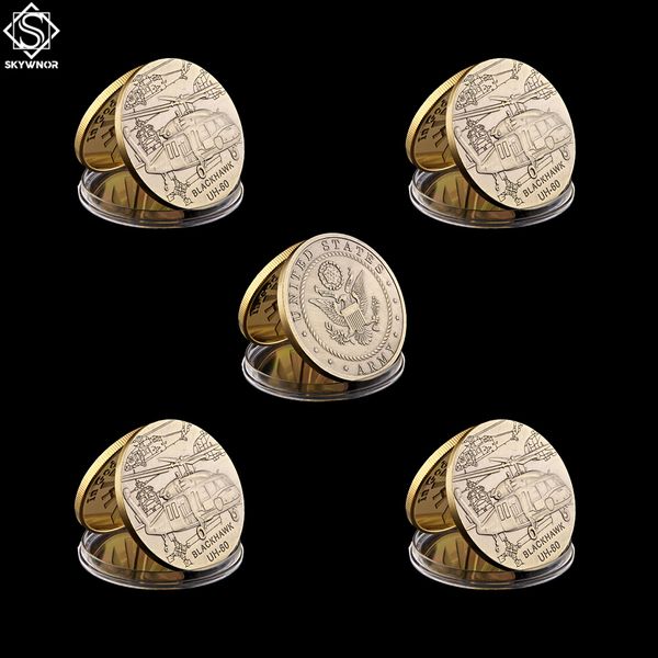 

5pcs usa military army craft bronze challenge coin blackhawk uh-60 helicopter great seal of us collectible coin