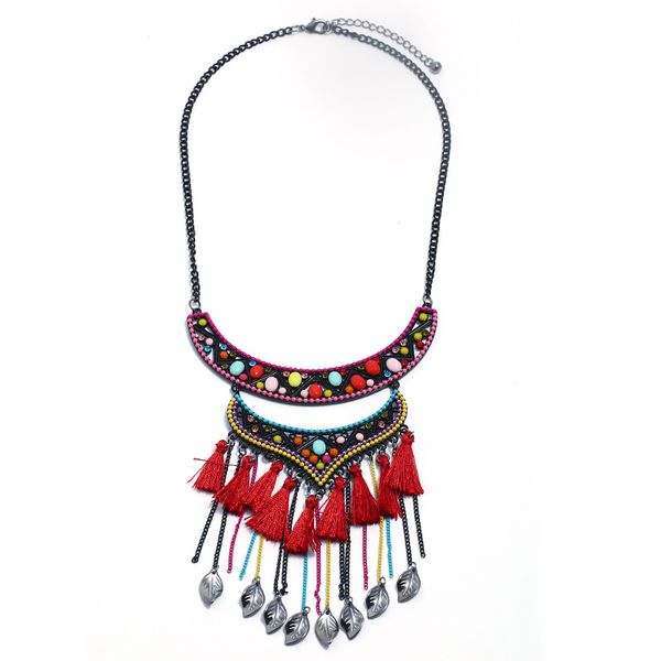 

boho necklace jewelry for women long bohemia tassles pendent necklace choker ethnic jewelry for friend dropshipping, Silver