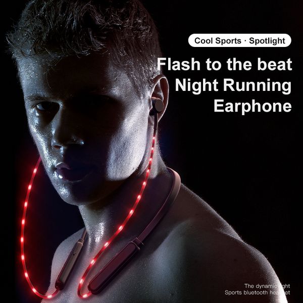 

bt006l megnetic bluetooth v5.0 night runing head phones led flash hifi sound rhythm headset for 11 11pro max