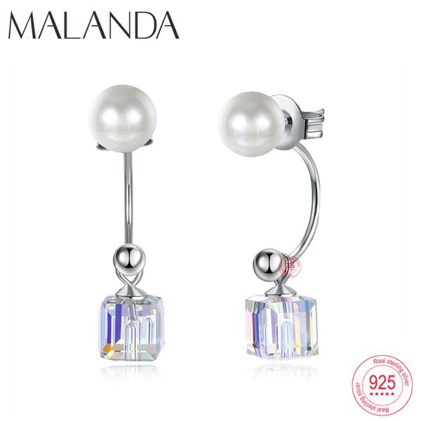 

malanda square crystal from sterling silver dangle earrings for women new fashion pearl drop earring jewelry girl gift