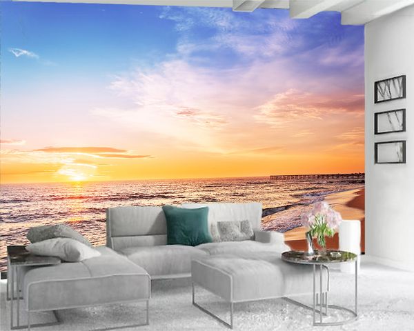 

3d modern wallpaper landscape 3d mural wallpaper beautiful seaside sunset romantic scenery decorative silk 3d mural wallpaper