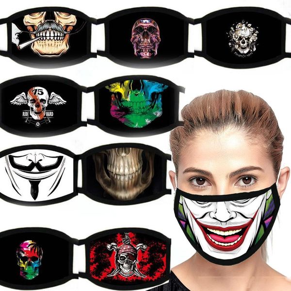 

2020 funny face mask reusable cartoon print designer dustproof mask ultraviolet-proof washable running riding bike protective mask
