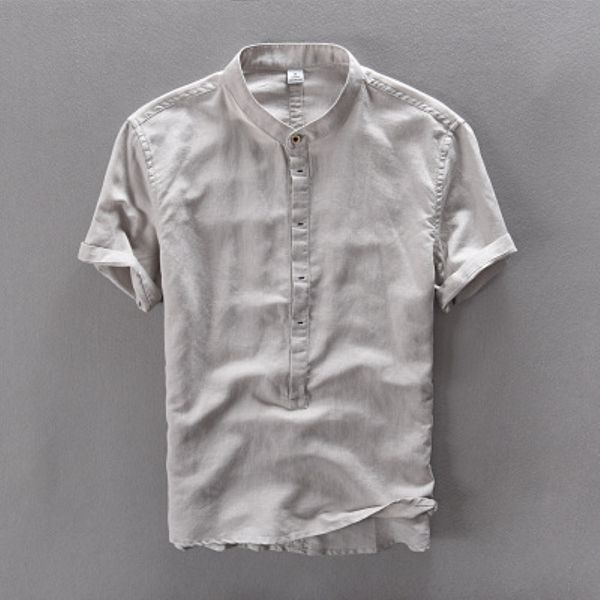 

summer linen tees shirt men casual three quarter regular sleeve comfortable thin fit white popover linen tees male, White;black