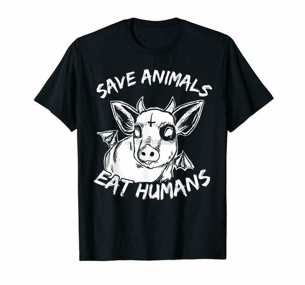 

save animals eat humans evil piggy funny black t-shirt s-3xl
