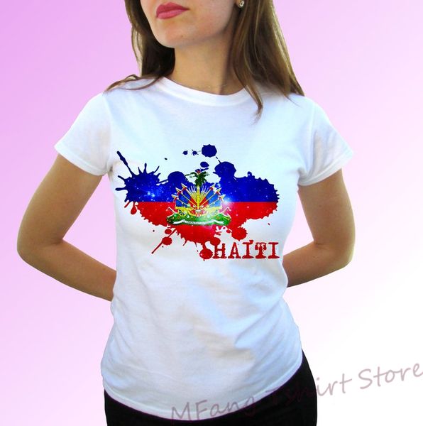 

republic of haiti flag white t shirt short sleeves mens womens kids baby all sizes 100% cotton o-neck tshirts