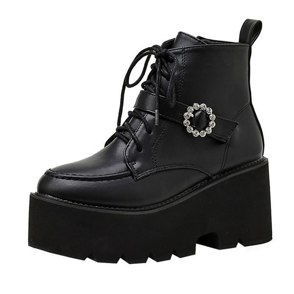 

boots 2021 women's solid color lace-up zipper high heel women black ankle