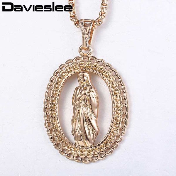 

pendant necklaces davieslee virgin mary necklace for women 585 rose gold filled womens christian jewelry fashion gift lgp271, Silver