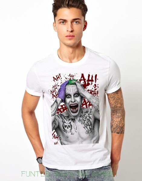 

men t shirt print cotton short sleeve t-shirt jared leto joker artwork t-shirt men white