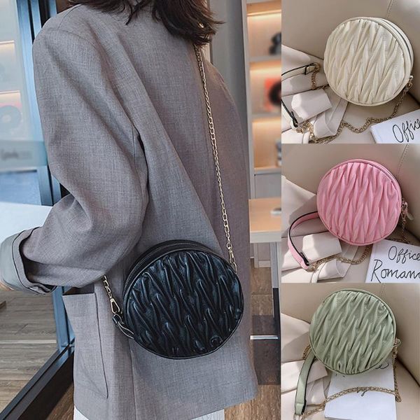 

2020 женская мода сумка плиссированные печати solid color chain молния сумка женская сумки плеча pu кожаные сумки crossbody #np