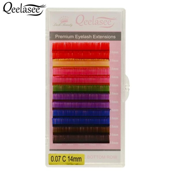 

qeelasee new arrival 8 colors rainbow colored eyelash extension faux mink color eyelashes colorful eyelash maquiagem cilios