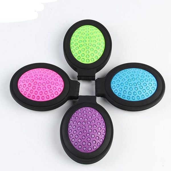 

1 pcs girls cute anti-static rainbow comb portable mini folding massage comb airbag massage round travel hair brush with mirror, Silver