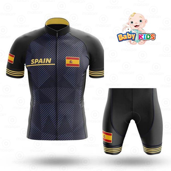 

racing sets spain 2021 kids cycling jersey boys bike bicicleta clothing ropa ciclismo girl clothes sports shorts suits, Black;blue