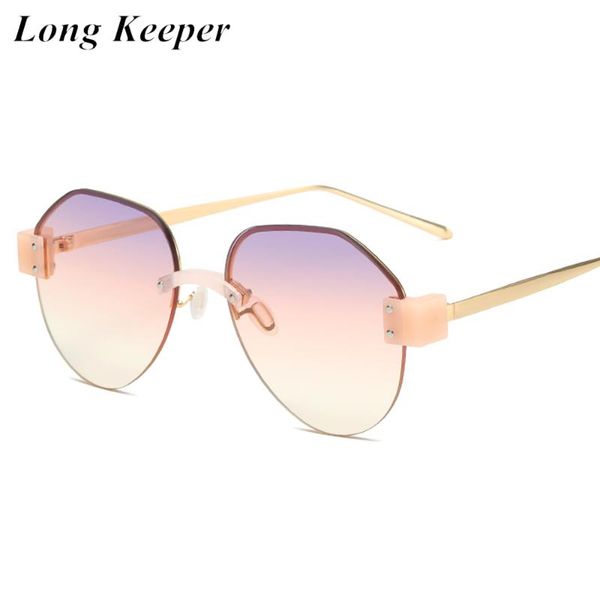 

new rimless pilot sunglasses women gradient sun glasses feamale fashion shades uv400 lunette de soleil femme, White;black