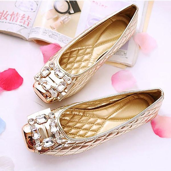 

кристалл flats женщины обувь черное золото серебро мода обувь casual офиса металл дамы поскользнуться на женщин обувь плюс размер 43, Black