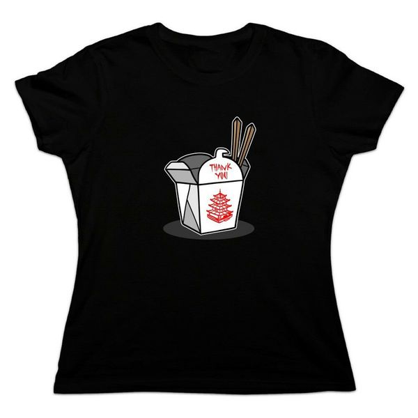 

китайская кухня takeout коробка с палочками женщин новизна футболка new unisex смешной tops футболочку
