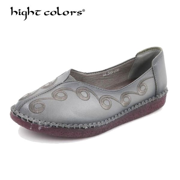 

women's handmade shoes 2020 genuine leather flat slip on mother shoes woman loafers soft single casual women flats w215, Black