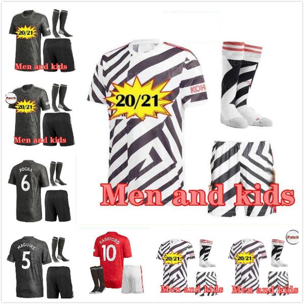 

взрослые дети kit 20 21 rashford pogba fernandes ван де бик манчестер футбол джерси сша 2020 2021 man гринвуд юнайтед футбол рубашка, Black;yellow