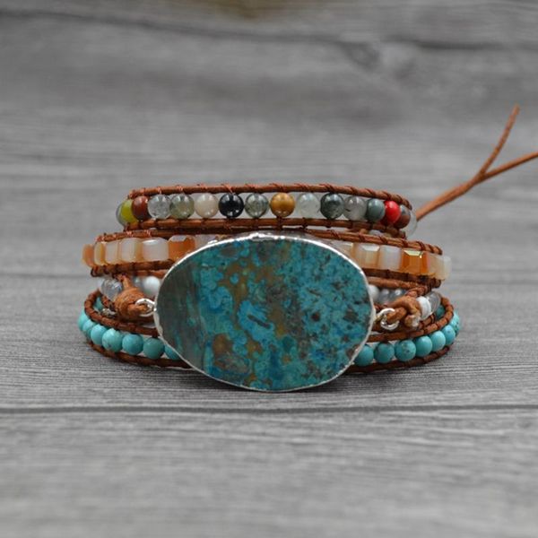 

beads women bracelet strands wrap mixed gilded stone sea casual handmade charm natural retro ethnic unique fashion, Golden;silver
