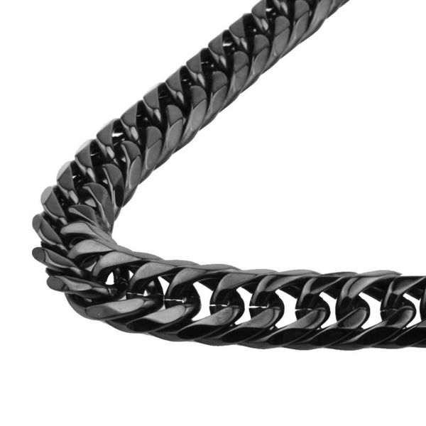 

16mm wide trendy strong 316l stainless steel black color cuban curb chain men's necklace or bracelet wristband 7-40, Silver