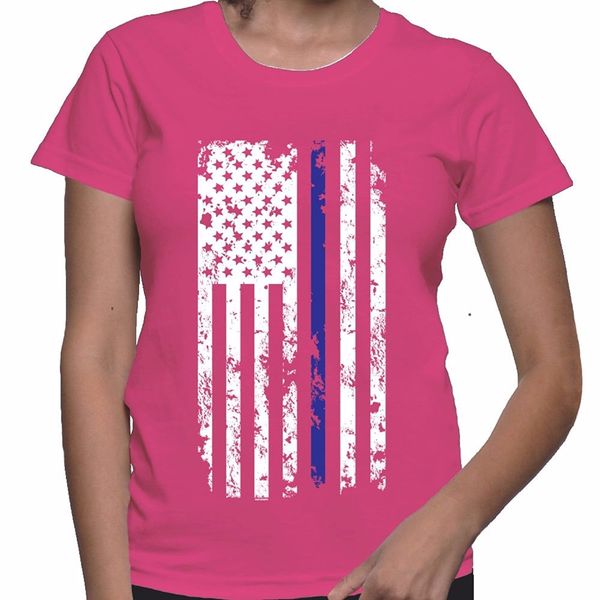 

2019 summer cotton good quality brand cotton shirt summer style cool shirts womens thin blue line american flag t-shirt