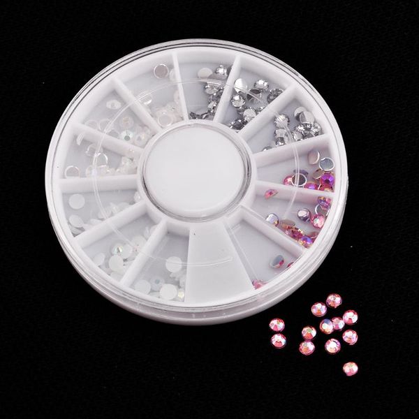 

50pcs wheel nail art rhinestones glitter diamond crystal gems 3d colorful flat beads diy decoration nail accessories design, Silver;gold
