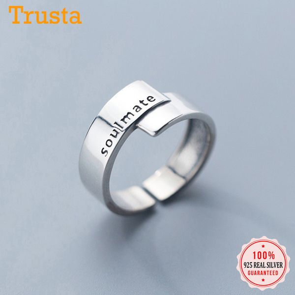 

cluster rings trustdavis fashion genuine 925 sterling silver english letters open finger ring for women jewelry gift ds2257, Golden;silver