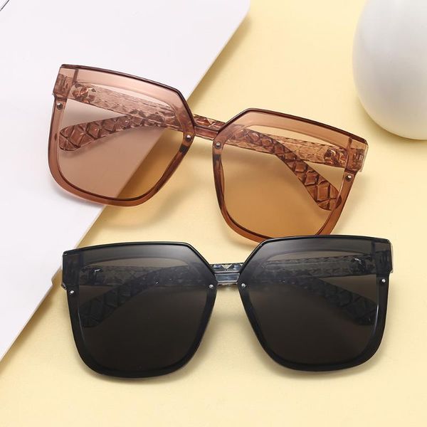 

new big frame 2020 sunglasses female fashionable square round face long face sunglasses korean version tide net red glasses blac, White;black