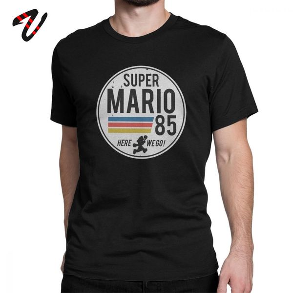 

смешной super mario 85 футболки для мужчин водопроводчик gamer тенниска 100% хлопок hip hop тройники с коротким рукавом slim fit майк оригин