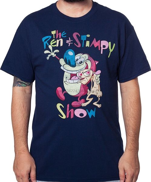 

100% хлопок мужской ren и stimpy показать t-shirt женщин тенниски