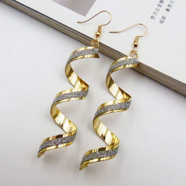 

dangle & chandelier 2pcs/1pair women earring twist spiral lady girls earrings charm jewelry punk for party gift gold black, Silver