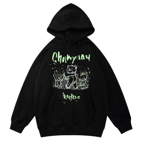 

hip hop streetwear толстовка мужчины светоотражающие печати толстовка толстовка winter руно пуловер tops мужчины хлопок черный, Black
