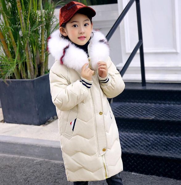 

direct sales 2018 new children's down jacket girls long white duck down children's jacket, Blue;gray