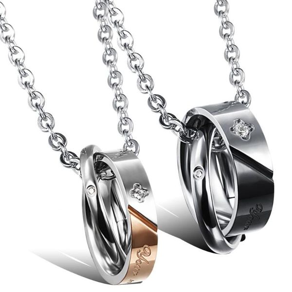 

pendant necklaces boniskiss fashion couple necklace stainless steel eternal honey lovers gift accessories 2021, Silver