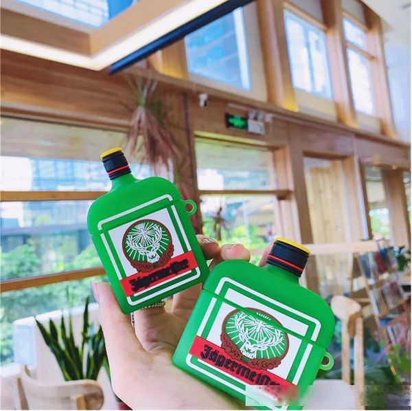 

soft protective silicone case for airpods 1/2 pro cute alcohol drink fun gadget with keychain carabiner hook accessories
