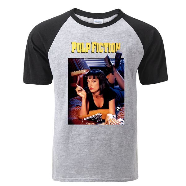 

2019 new fashion pulp fiction,poster print raglan t shirt men summer casual 100% cotton short sleeve tshirts harajuku streetwear