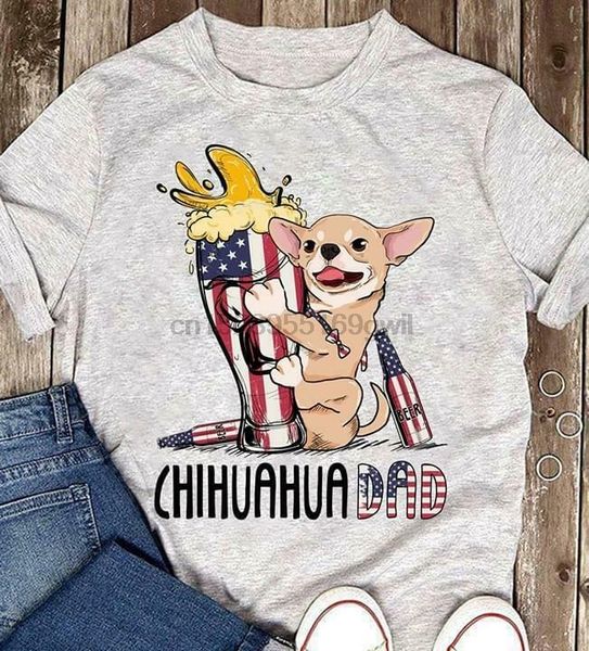 

chihuahua dad and american beer men t-shirt fathers day s-6xl