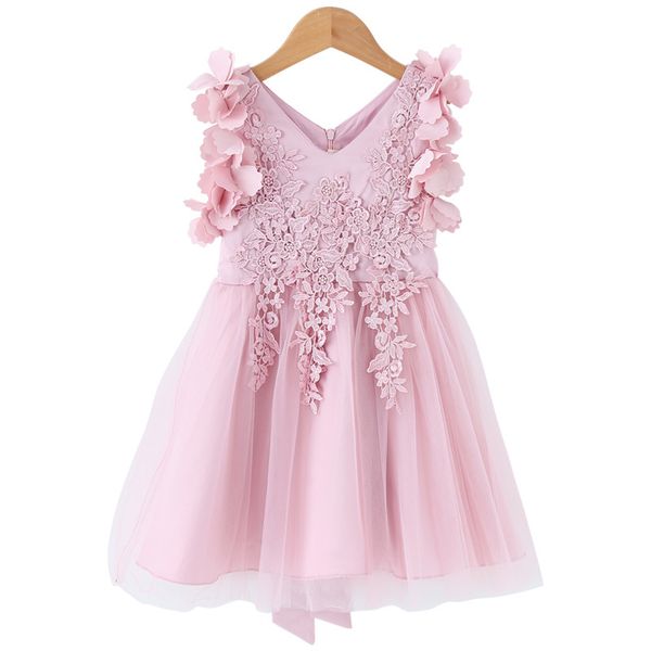 

summer girls lace dress children elegant flowers wedding party dresses for kids clothes fashion teenager girl tassel dress, Red;yellow