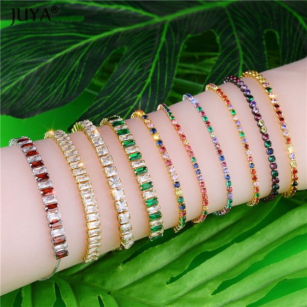 

juya women's fashion rainbow gold/ color adjustable tennis chain cubic zirconia cz rhinestone bracelet bangle, Black