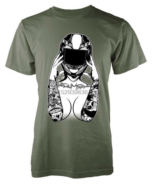 

biker girls helmet tattoo style t-shirt s-xxl