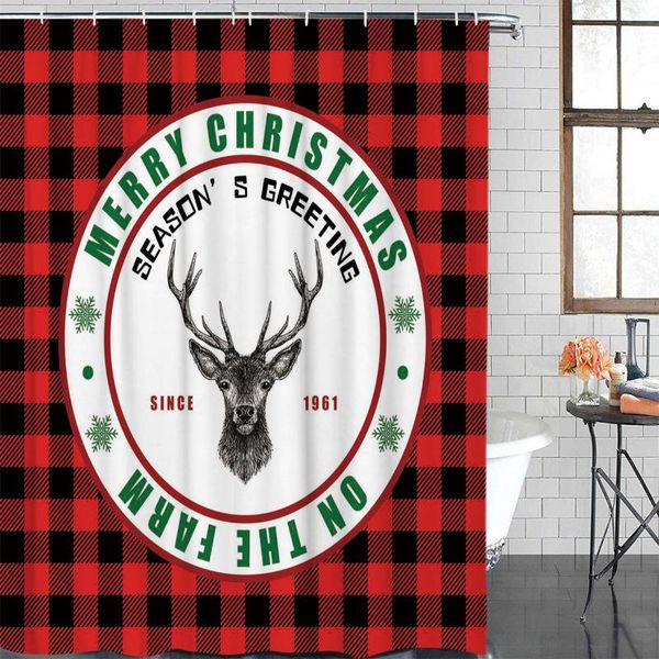 

shower curtains bathroom waterproof curtain christmas elk round fabric home decor