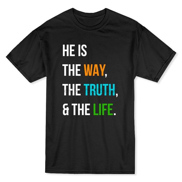 

he is way truth life my church my faith mens black t-shirt new t shirt spring summer